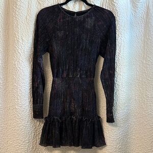 Dress the Population Long Sleeve Metallic Dress - Black and Purple